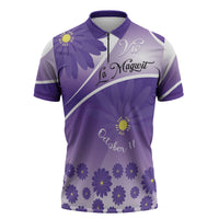 Personalised Saint Lucia La Magewit Zipper Polo Shirt La Marguerite Flower