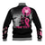 Personalized At Halloween We Think Pink Baseball Jacket Pink Ribbon Butterflies - Wonder Print Shop