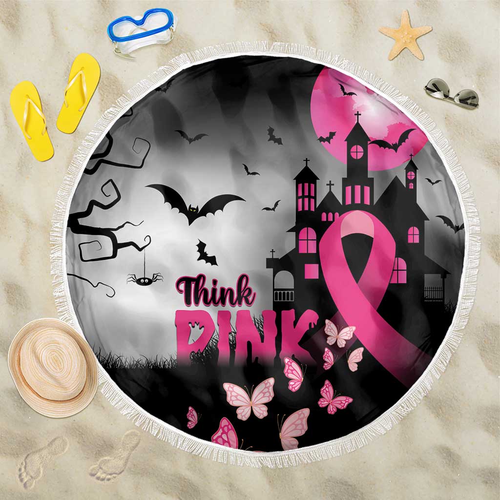 At Halloween We Think Pink Beach Blanket Pink Ribbon Butterflies - Wonder Print Shop