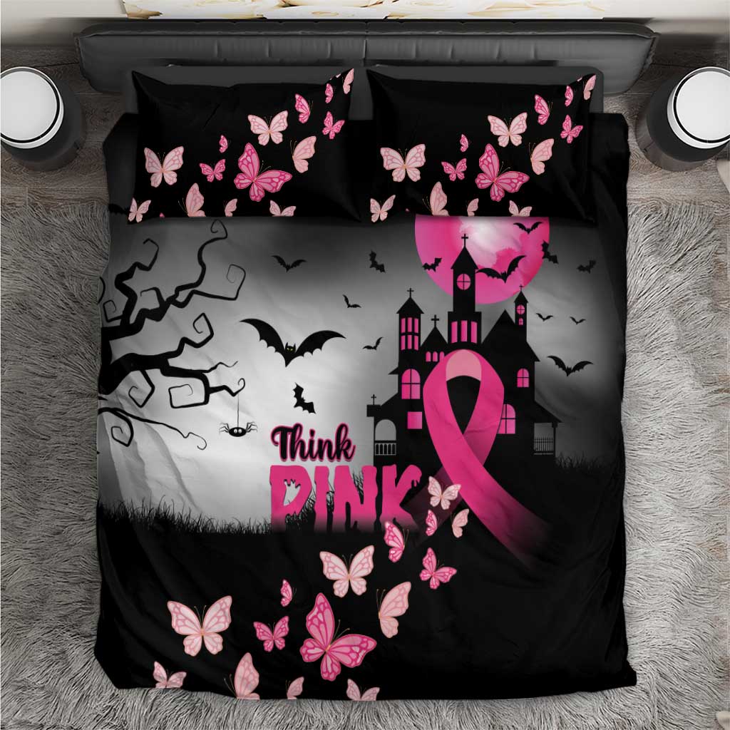 At Halloween We Think Pink Bedding Set Pink Ribbon Butterflies - Wonder Print Shop