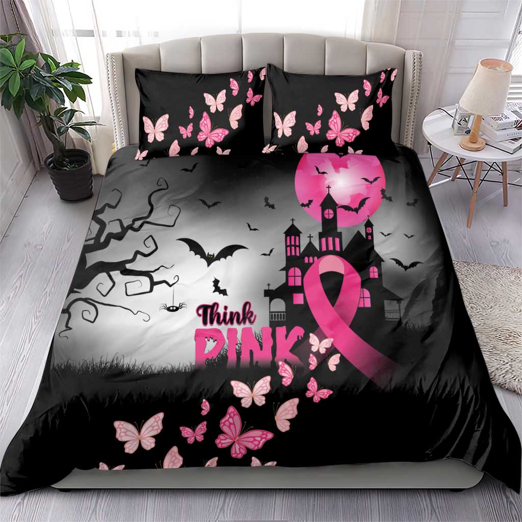 At Halloween We Think Pink Bedding Set Pink Ribbon Butterflies - Wonder Print Shop
