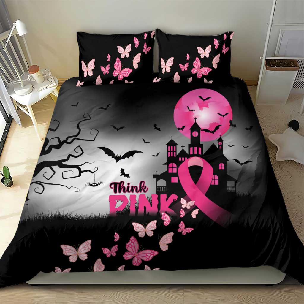 At Halloween We Think Pink Bedding Set Pink Ribbon Butterflies - Wonder Print Shop