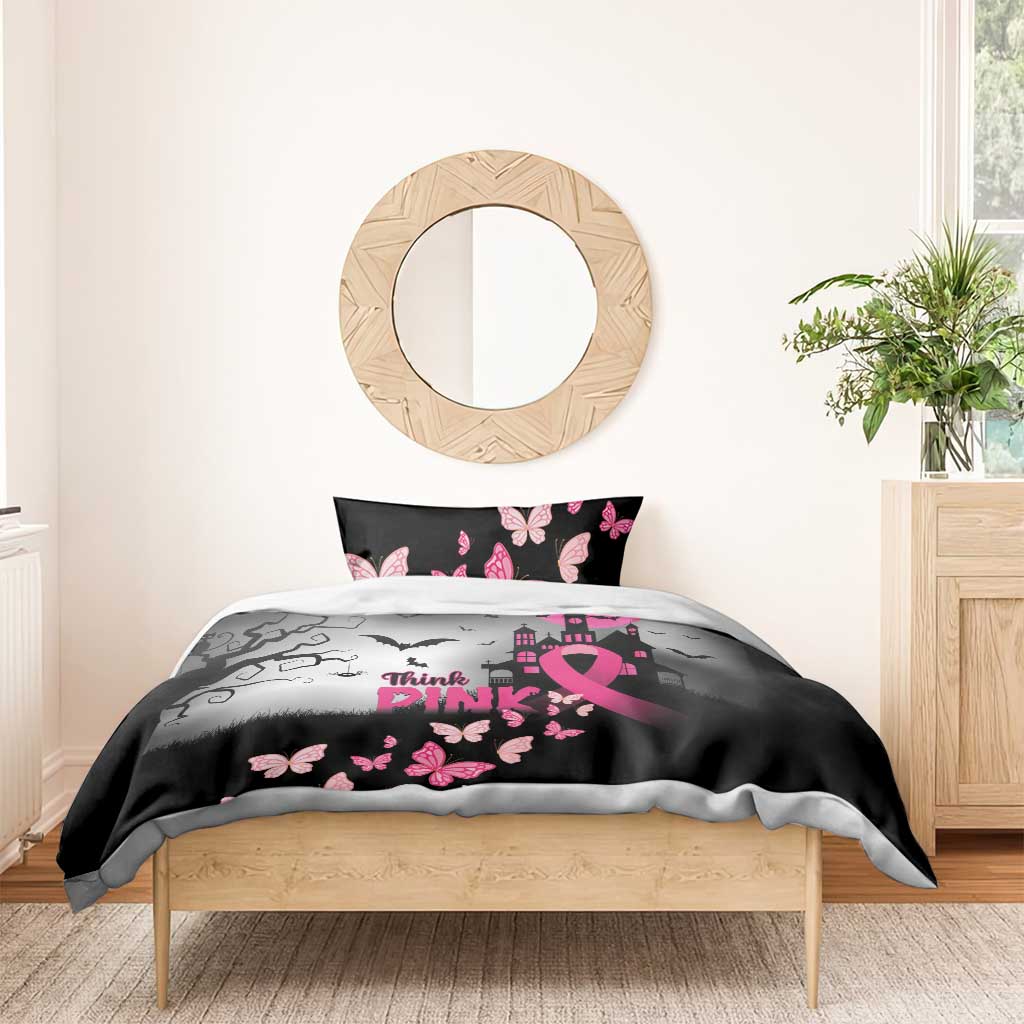 At Halloween We Think Pink Bedding Set Pink Ribbon Butterflies - Wonder Print Shop