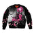Personalized At Halloween We Think Pink Bomber Jacket Pink Ribbon Butterflies - Wonder Print Shop