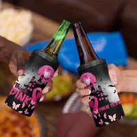 Personalized At Halloween We Think Pink 4 in 1 Can Cooler Tumbler Pink Ribbon Butterflies - Wonder Print Shop