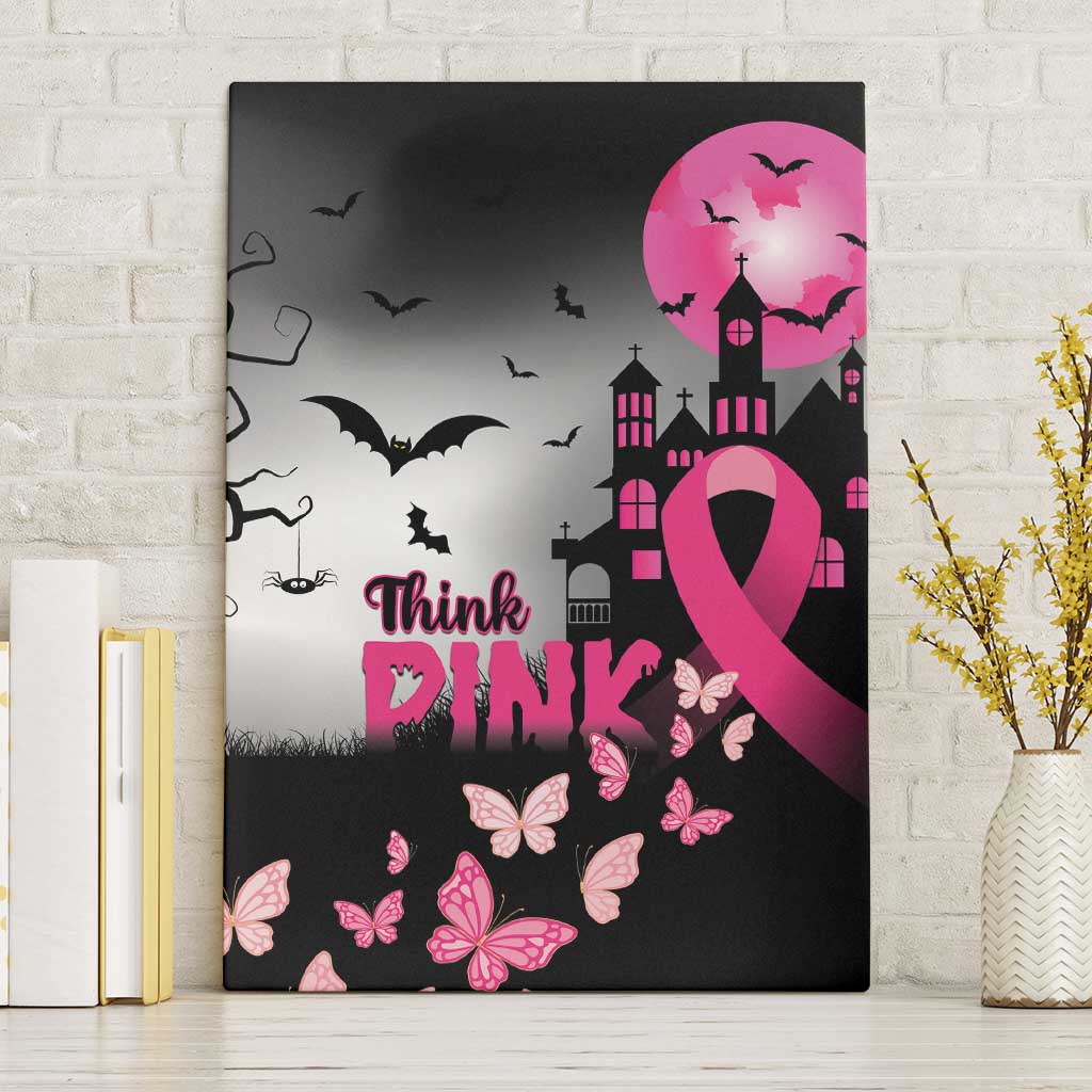 At Halloween We Think Pink Canvas Wall Art Pink Ribbon Butterflies - Wonder Print Shop