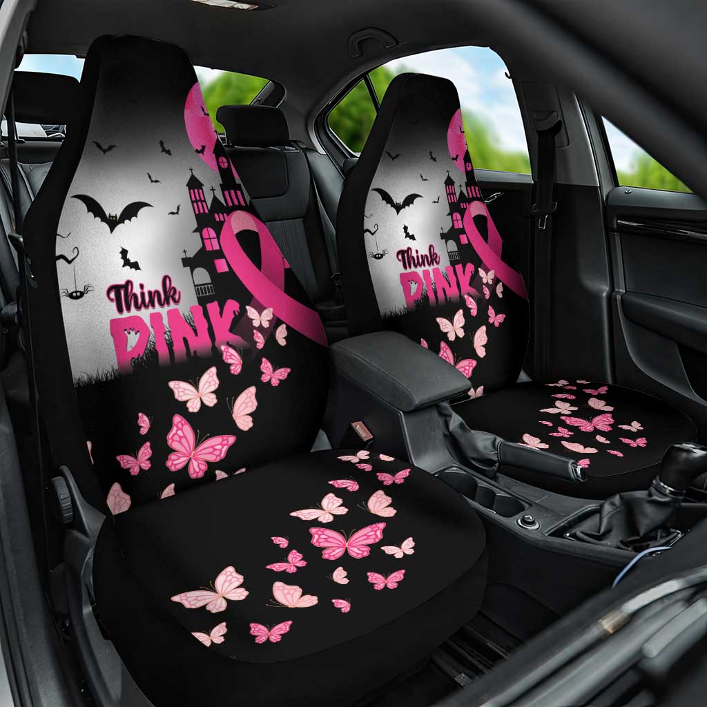 At Halloween We Think Pink Car Seat Cover Pink Ribbon Butterflies - Wonder Print Shop