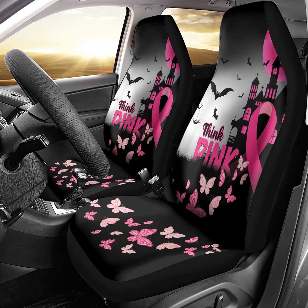 At Halloween We Think Pink Car Seat Cover Pink Ribbon Butterflies - Wonder Print Shop