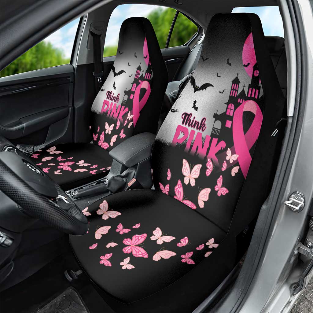 At Halloween We Think Pink Car Seat Cover Pink Ribbon Butterflies - Wonder Print Shop