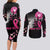 Personalized At Halloween We Think Pink Couples Matching Long Sleeve Bodycon Dress and Long Sleeve Button Shirt Pink Ribbon Butterflies - Wonder Print Shop