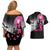 Personalized At Halloween We Think Pink Couples Matching Off Shoulder Short Dress and Hawaiian Shirt Pink Ribbon Butterflies - Wonder Print Shop