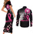 Personalized At Halloween We Think Pink Couples Matching Short Sleeve Bodycon Dress and Long Sleeve Button Shirt Pink Ribbon Butterflies - Wonder Print Shop