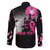 Personalized At Halloween We Think Pink Family Matching Long Sleeve Bodycon Dress and Hawaiian Shirt Pink Ribbon Butterflies - Wonder Print Shop