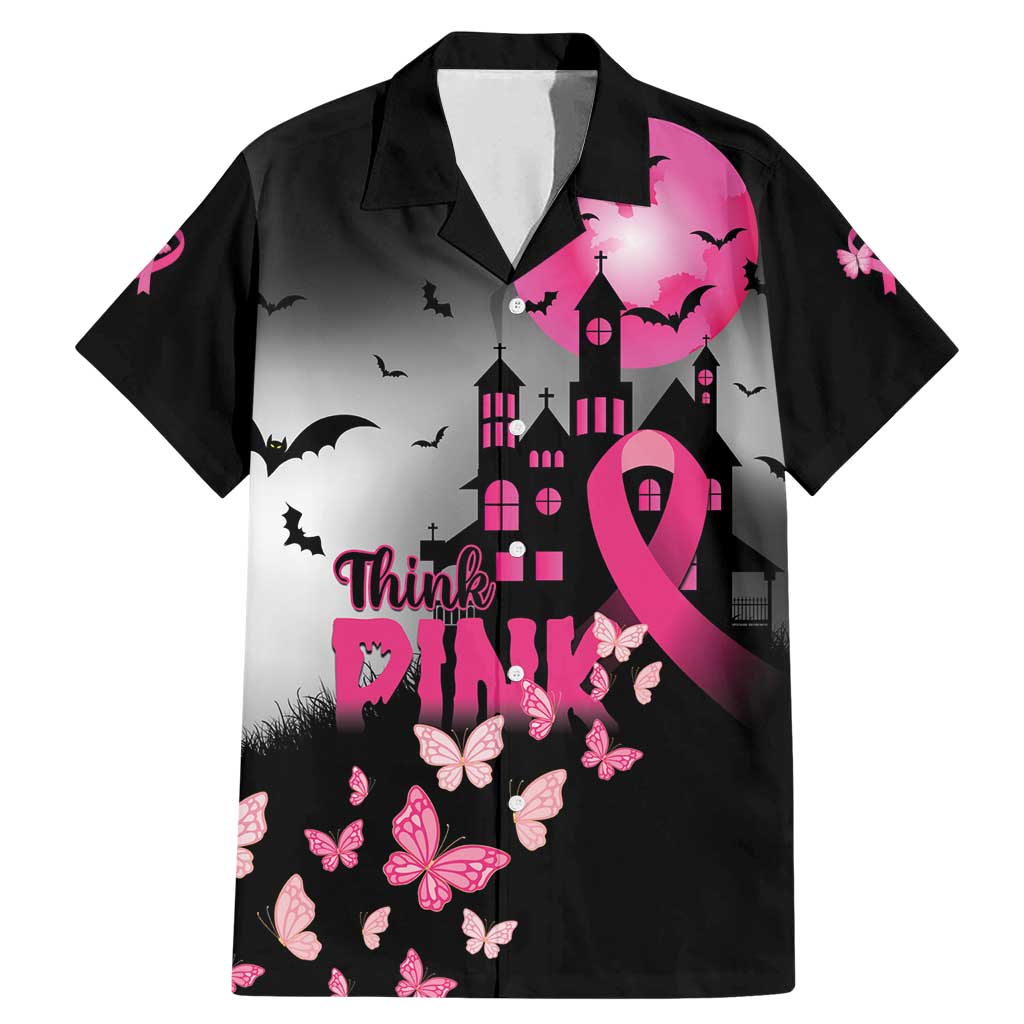 Personalized At Halloween We Think Pink Family Matching Mermaid Dress and Hawaiian Shirt Pink Ribbon Butterflies - Wonder Print Shop