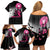 Personalized At Halloween We Think Pink Family Matching Off Shoulder Short Dress and Hawaiian Shirt Pink Ribbon Butterflies - Wonder Print Shop