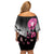 Personalized At Halloween We Think Pink Family Matching Off Shoulder Short Dress and Hawaiian Shirt Pink Ribbon Butterflies - Wonder Print Shop