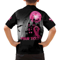 Personalized At Halloween We Think Pink Family Matching Puletasi and Hawaiian Shirt Pink Ribbon Butterflies - Wonder Print Shop