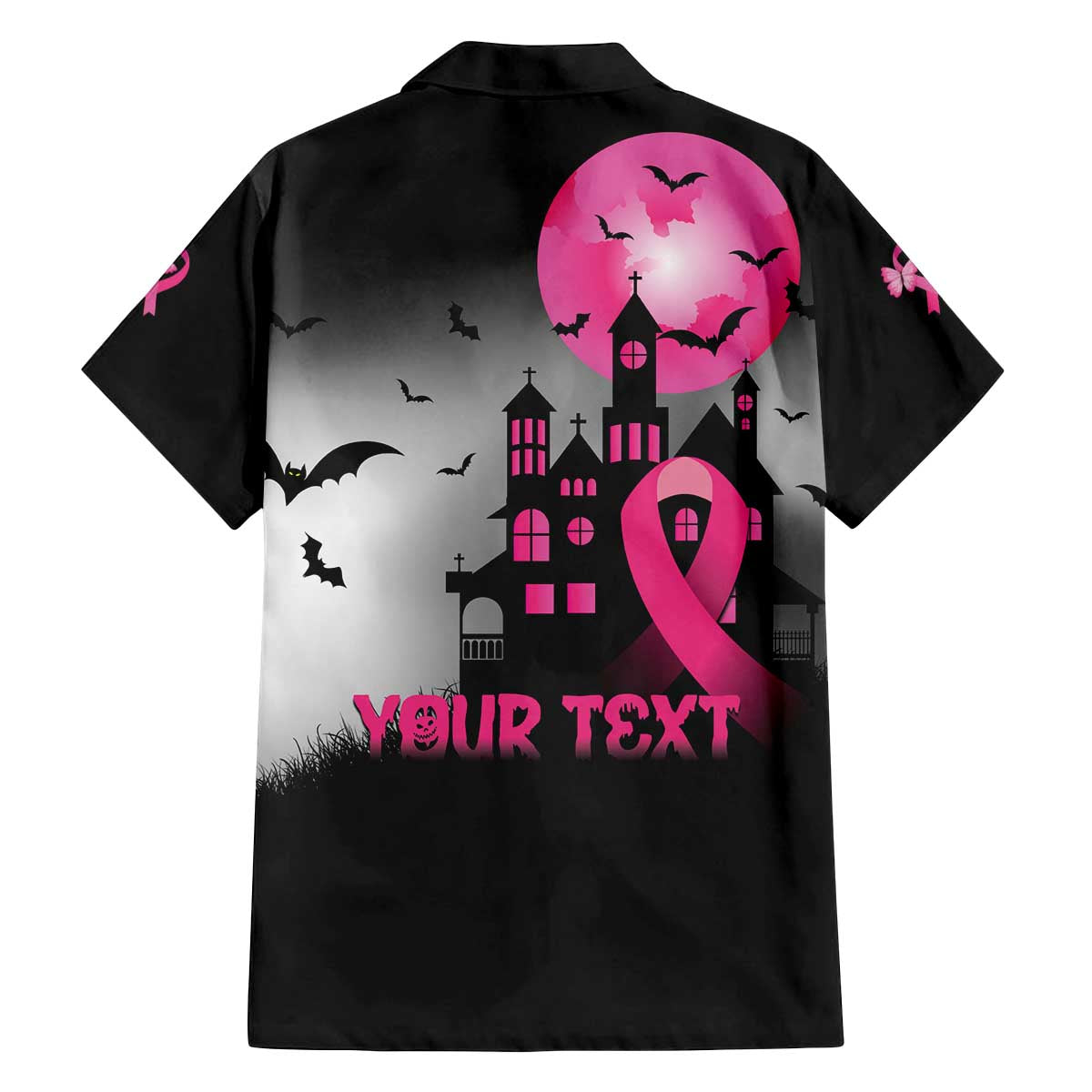 Personalized At Halloween We Think Pink Family Matching Puletasi and Hawaiian Shirt Pink Ribbon Butterflies - Wonder Print Shop