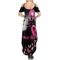Personalized At Halloween We Think Pink Family Matching Summer Maxi Dress and Hawaiian Shirt Pink Ribbon Butterflies - Wonder Print Shop