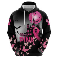 Personalized At Halloween We Think Pink Hoodie Pink Ribbon Butterflies - Wonder Print Shop