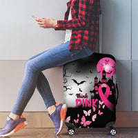 At Halloween We Think Pink Luggage Cover Pink Ribbon Butterflies - Wonder Print Shop