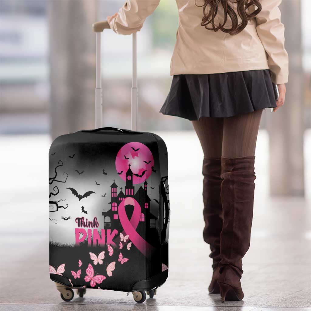 At Halloween We Think Pink Luggage Cover Pink Ribbon Butterflies - Wonder Print Shop