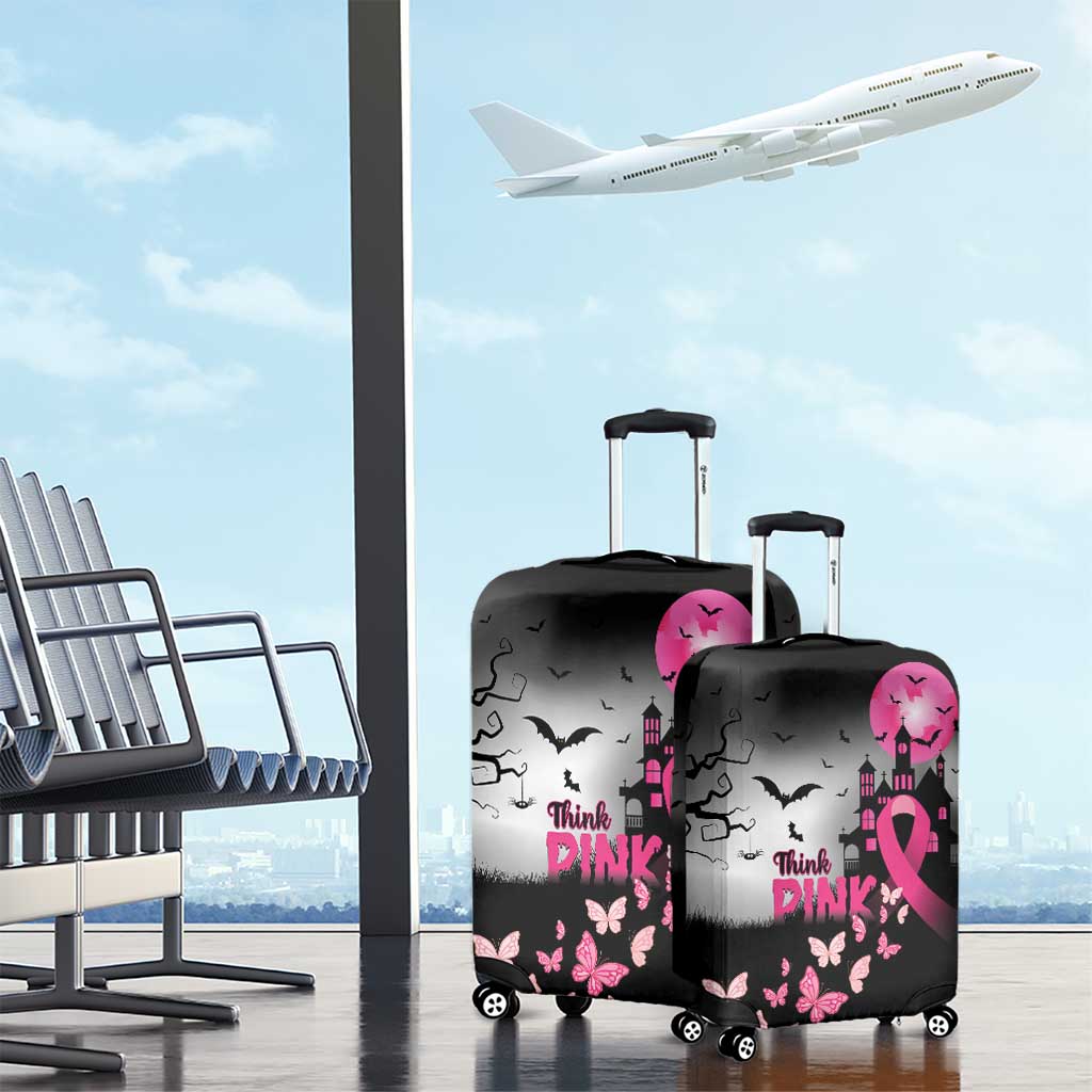 At Halloween We Think Pink Luggage Cover Pink Ribbon Butterflies - Wonder Print Shop