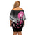 Personalized At Halloween We Think Pink Off Shoulder Short Dress Pink Ribbon Butterflies - Wonder Print Shop