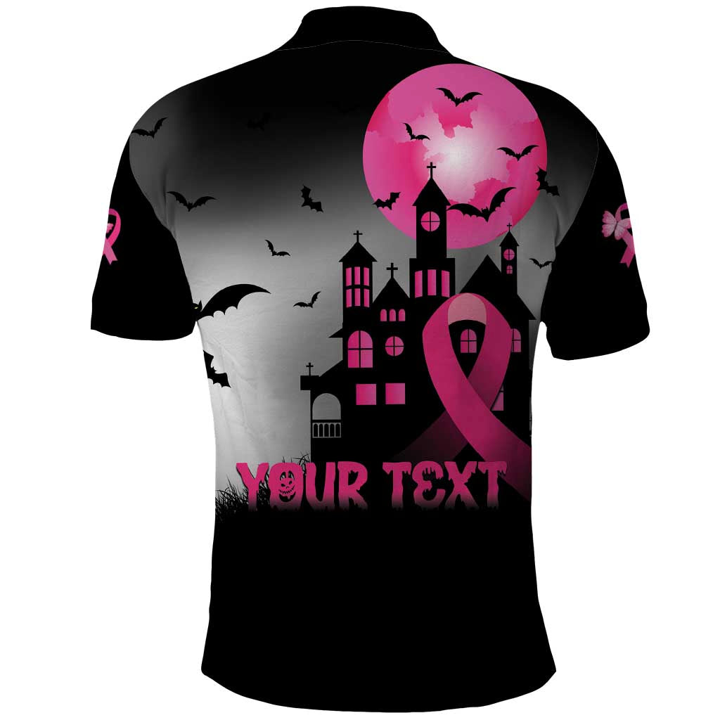 Personalized At Halloween We Think Pink Polo Shirt Pink Ribbon Butterflies - Wonder Print Shop