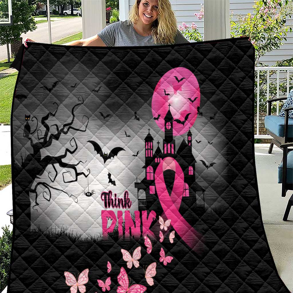 At Halloween We Think Pink Quilt Pink Ribbon Butterflies - Wonder Print Shop