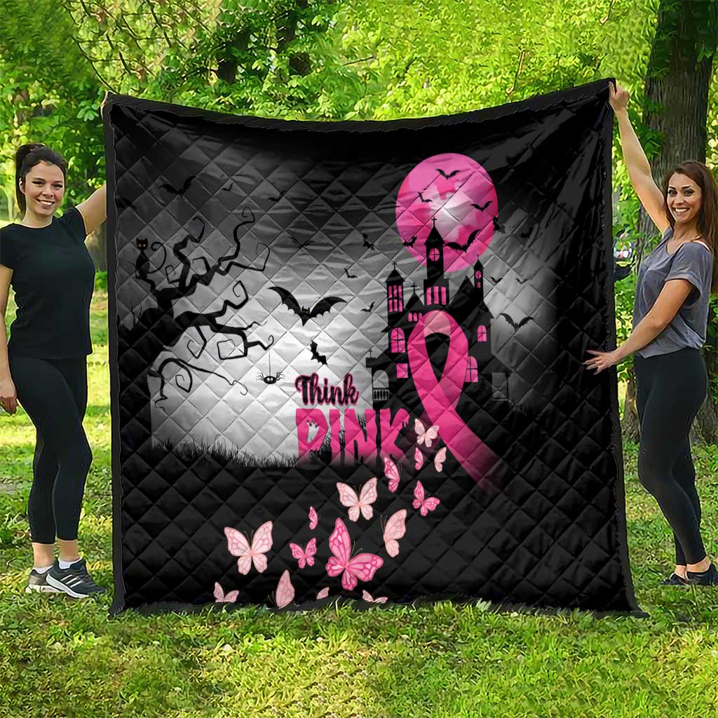 At Halloween We Think Pink Quilt Pink Ribbon Butterflies - Wonder Print Shop