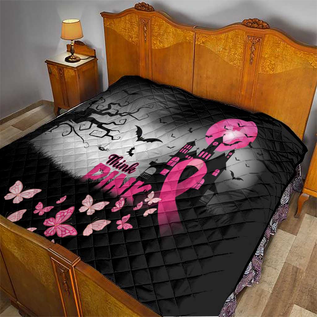 At Halloween We Think Pink Quilt Pink Ribbon Butterflies - Wonder Print Shop