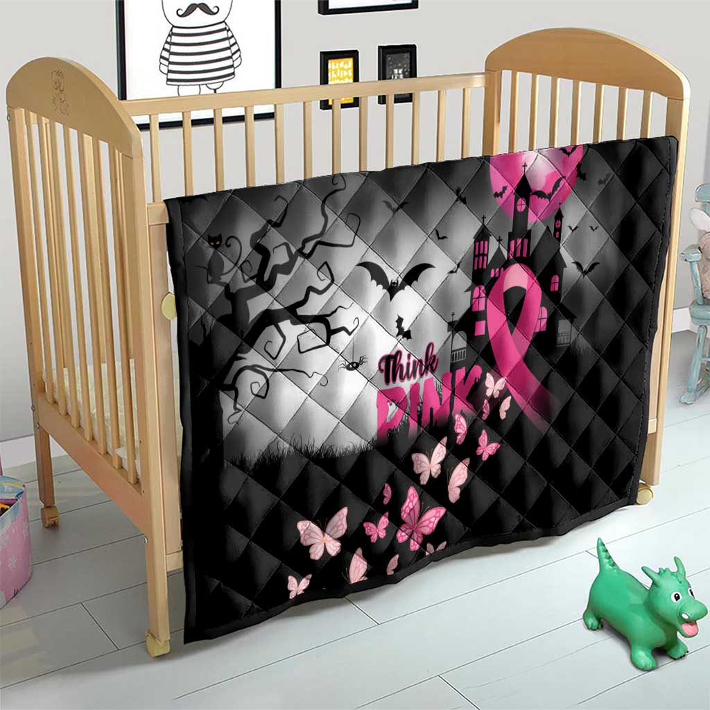 At Halloween We Think Pink Quilt Pink Ribbon Butterflies - Wonder Print Shop