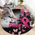 At Halloween We Think Pink Round Carpet Pink Ribbon Butterflies