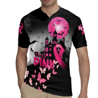 Personalized At Halloween We Think Pink Rugby Jersey Pink Ribbon Butterflies - Wonder Print Shop