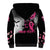 Personalized At Halloween We Think Pink Sherpa Hoodie Pink Ribbon Butterflies - Wonder Print Shop