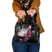 At Halloween We Think Pink Shoulder Handbag Pink Ribbon Butterflies