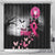 At Halloween We Think Pink Shower Curtain Pink Ribbon Butterflies