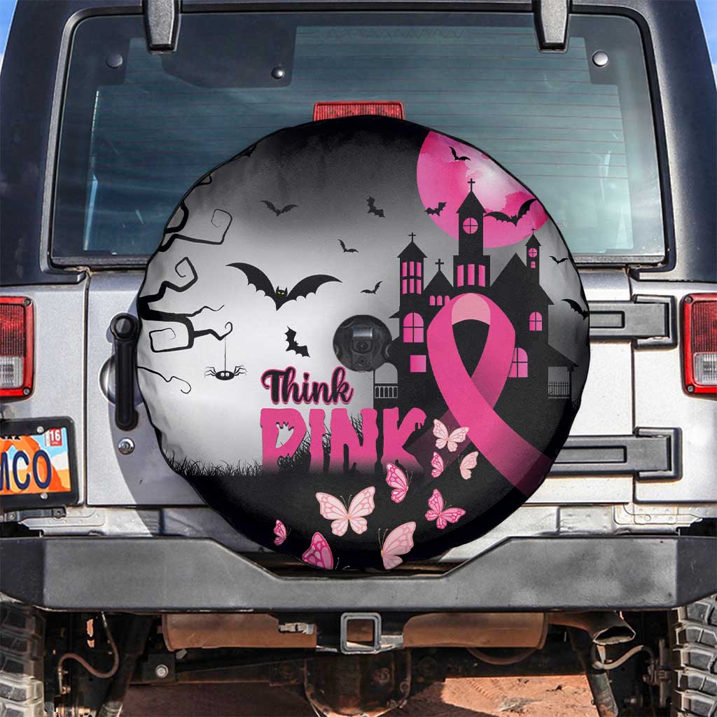 At Halloween We Think Pink Spare Tire Cover Pink Ribbon Butterflies - Wonder Print Shop