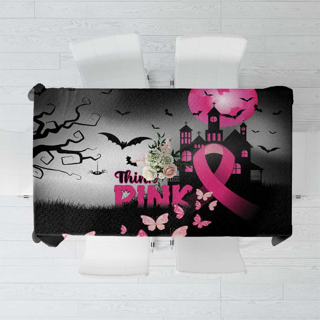 At Halloween We Think Pink Tablecloth Pink Ribbon Butterflies - Wonder Print Shop