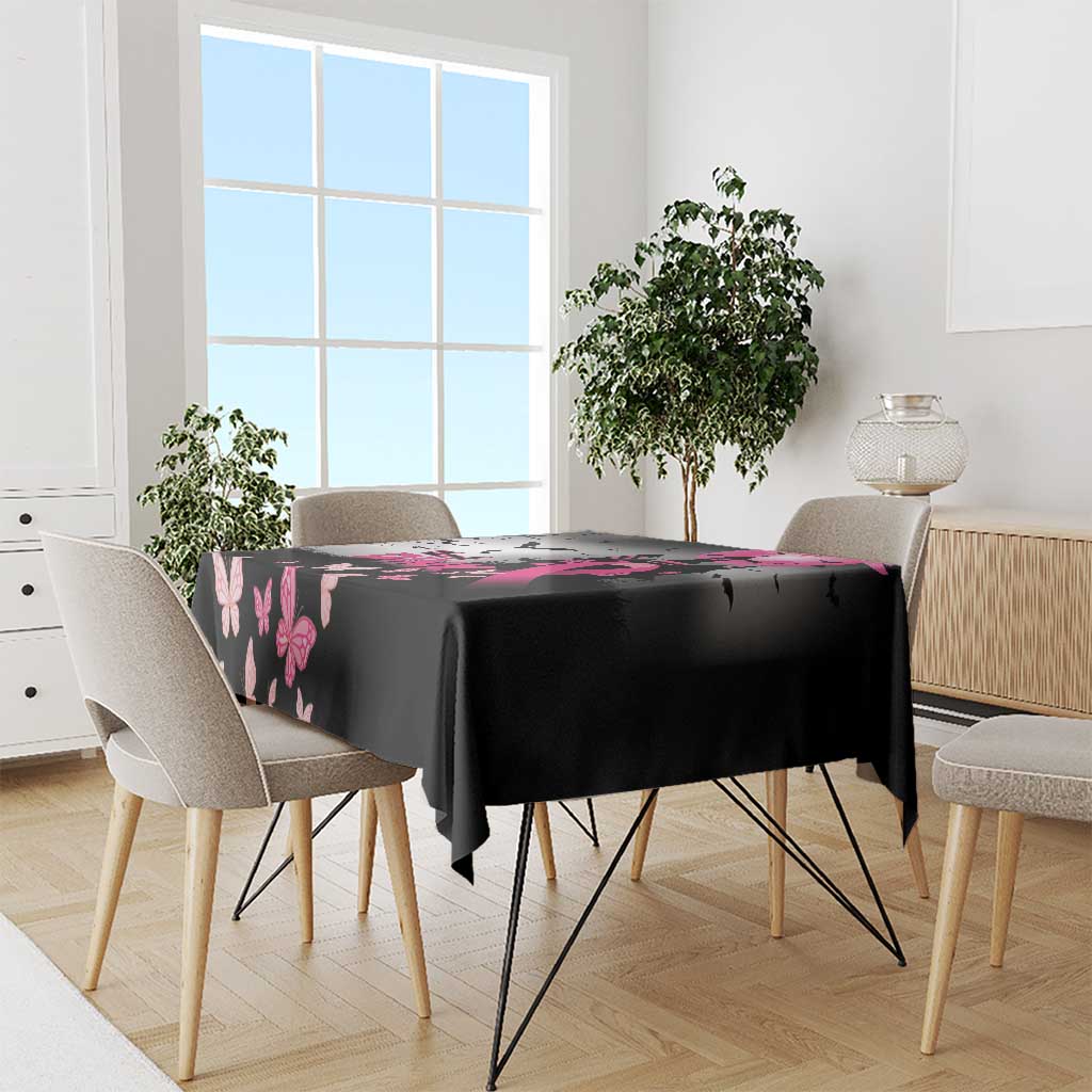 At Halloween We Think Pink Tablecloth Pink Ribbon Butterflies - Wonder Print Shop