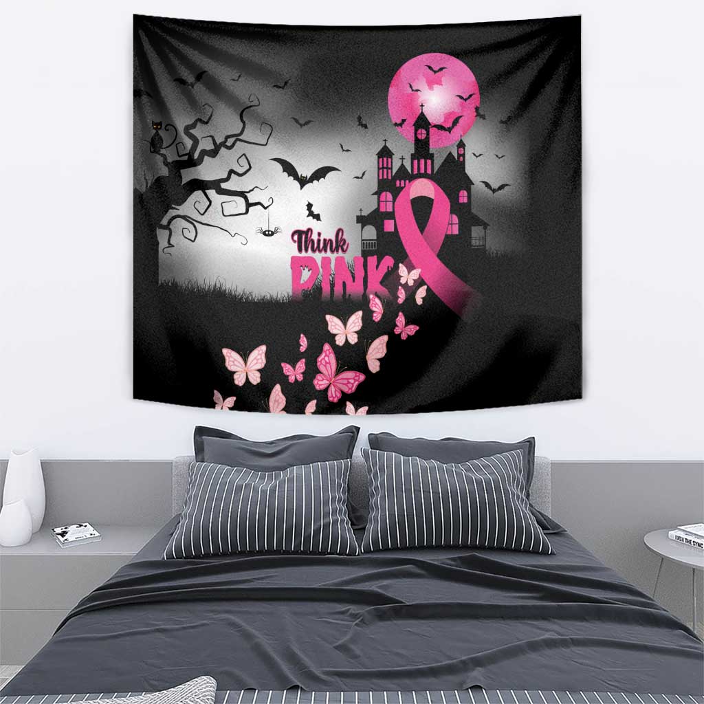 At Halloween We Think Pink Tapestry Pink Ribbon Butterflies - Wonder Print Shop