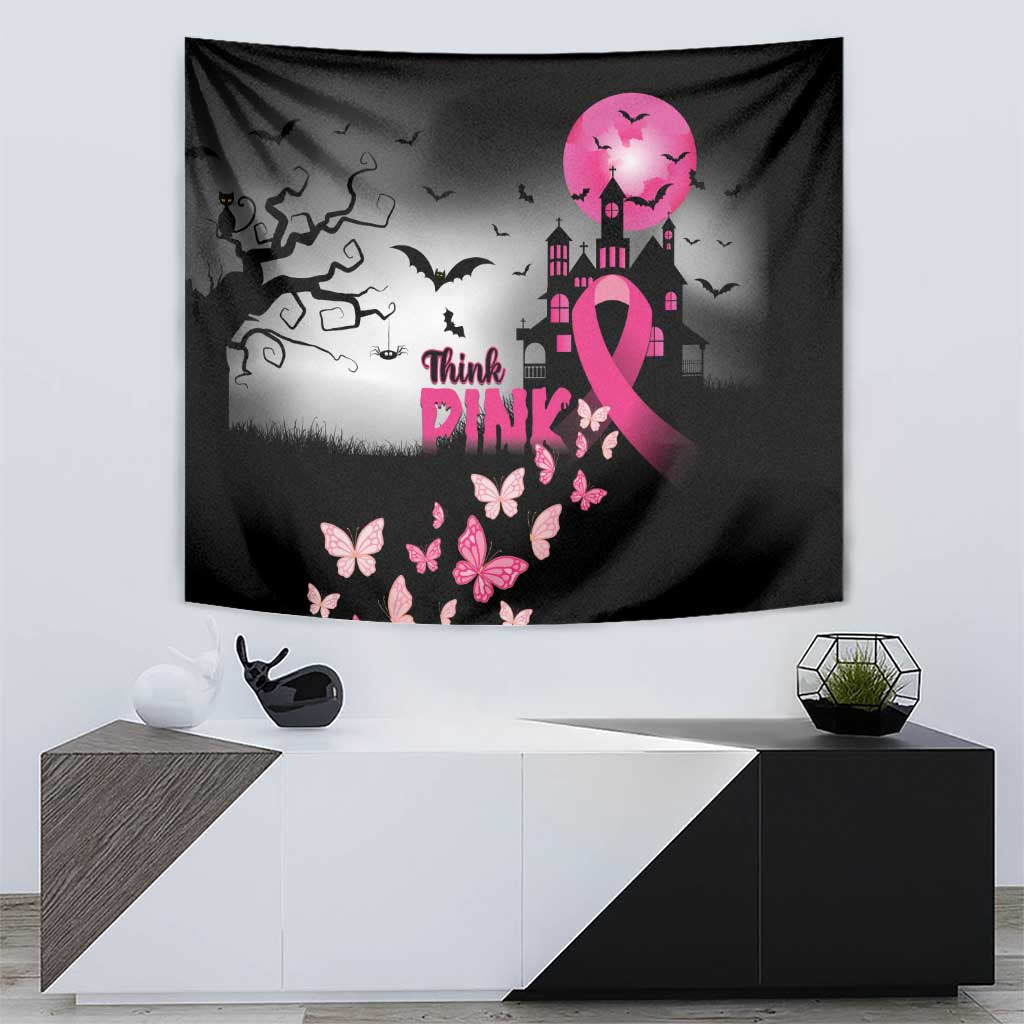At Halloween We Think Pink Tapestry Pink Ribbon Butterflies - Wonder Print Shop