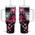 Personalized At Halloween We Think Pink Tumbler With Handle Pink Ribbon Butterflies - Wonder Print Shop