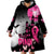 Personalized At Halloween We Think Pink Wearable Blanket Hoodie Pink Ribbon Butterflies - Wonder Print Shop