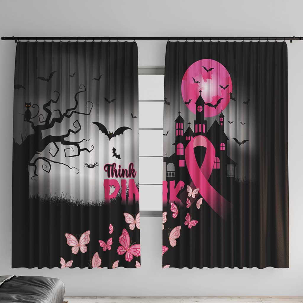 At Halloween We Think Pink Window Curtain Pink Ribbon Butterflies - Wonder Print Shop