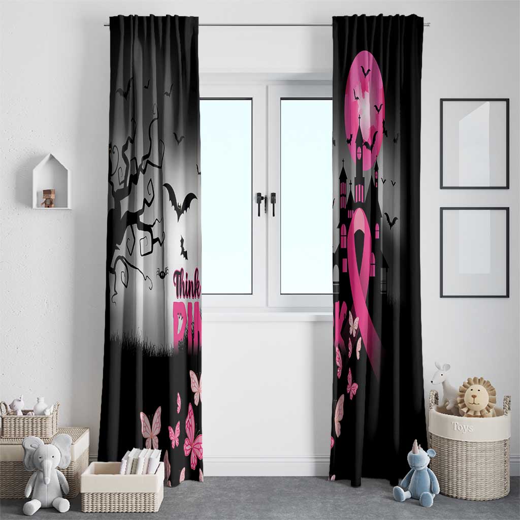 At Halloween We Think Pink Window Curtain Pink Ribbon Butterflies - Wonder Print Shop