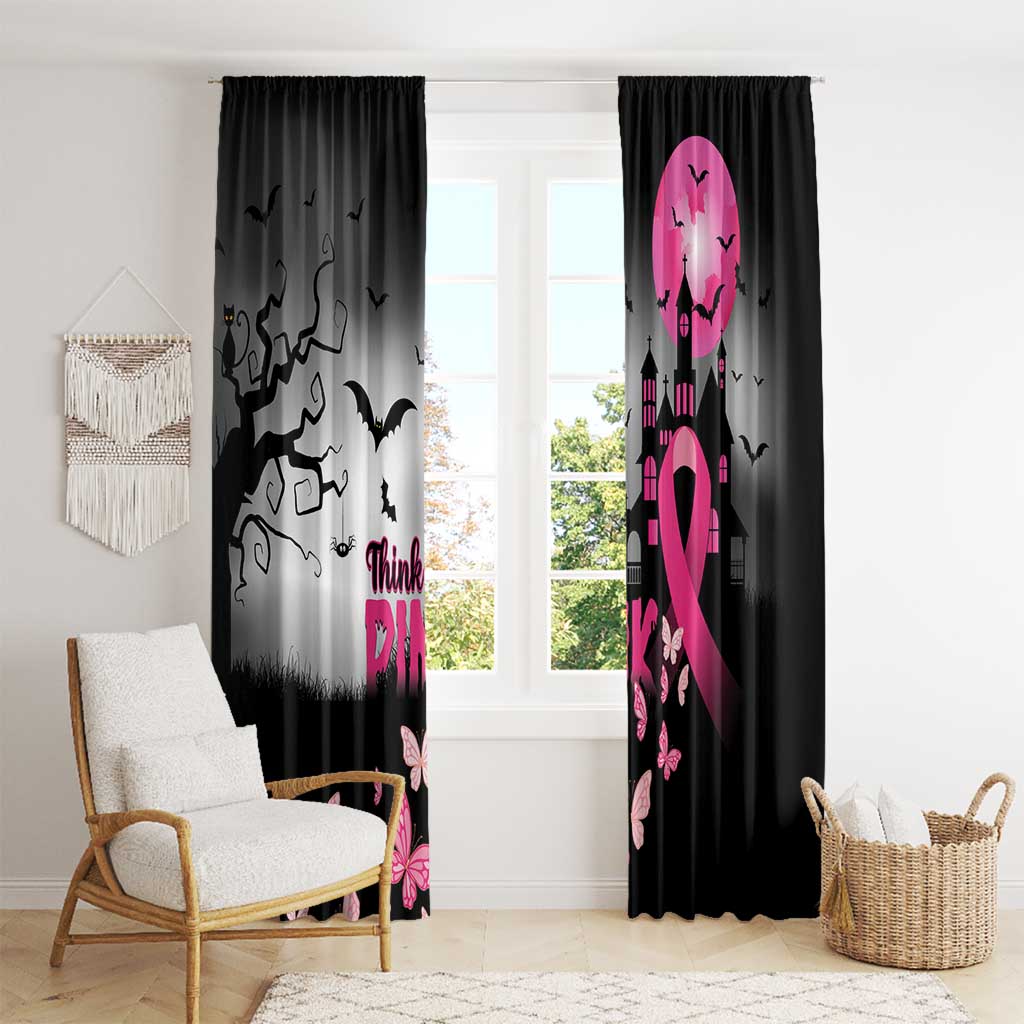 At Halloween We Think Pink Window Curtain Pink Ribbon Butterflies - Wonder Print Shop