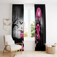 At Halloween We Think Pink Window Curtain Pink Ribbon Butterflies - Wonder Print Shop
