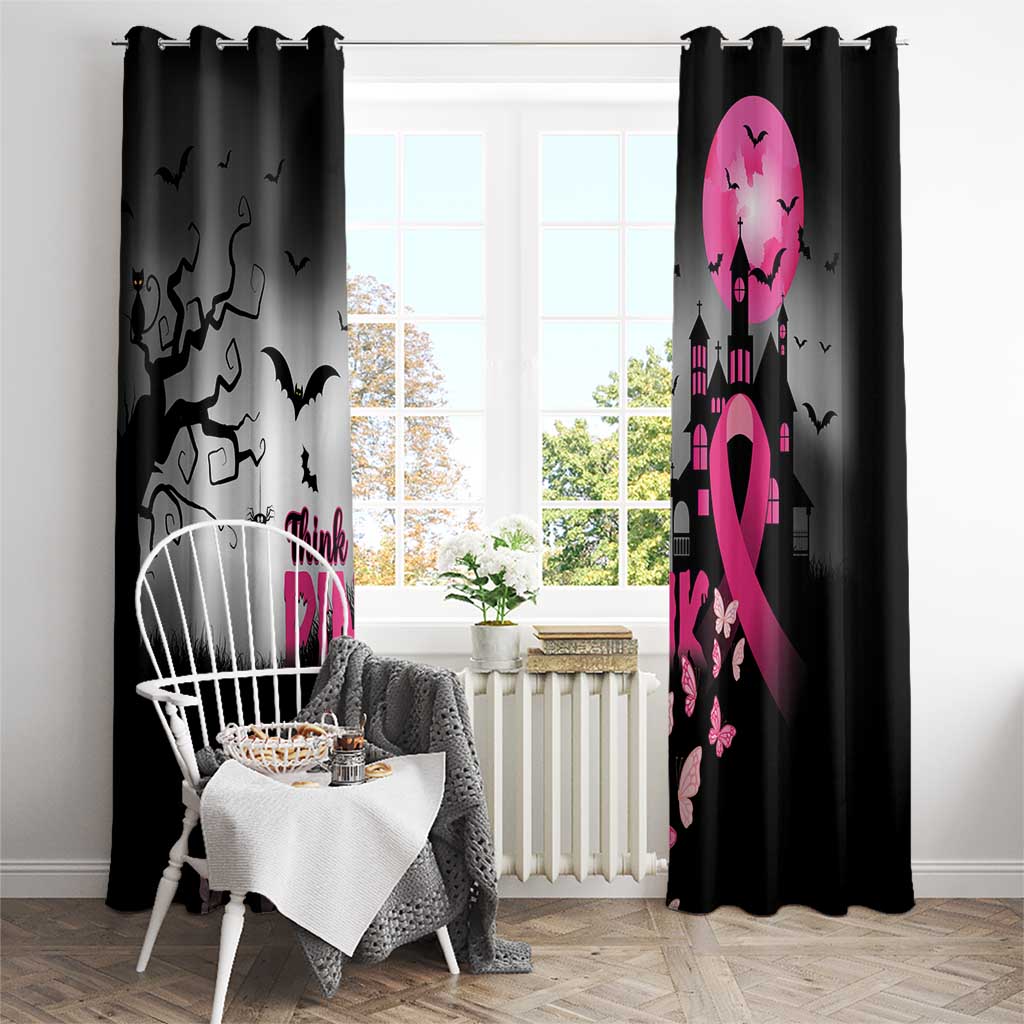 At Halloween We Think Pink Window Curtain Pink Ribbon Butterflies - Wonder Print Shop